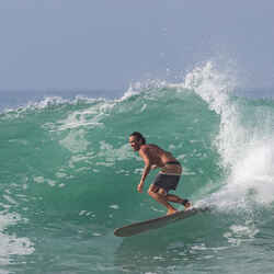 Boardshort 900 για surfing με επίπεδη ζώνη - DUDE KHAKI