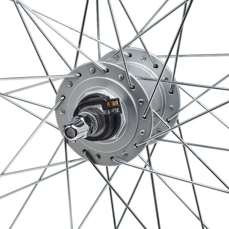 VOORWIEL VOOR HYBRIDEFIETS 28" DYNAMO ENKELWANDIG V-BRAKE SCHROEF ZWART