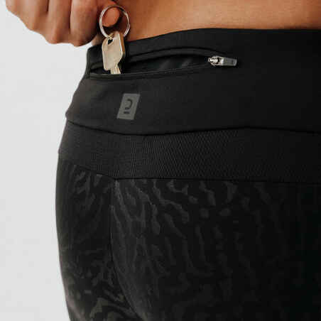 Warm+ Women's Running Warm Long Leggings - black with patterns