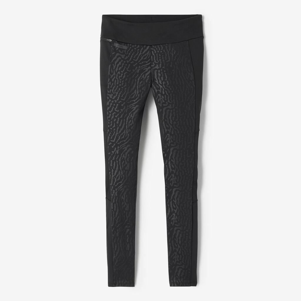 Warm+ Women's Running Warm Long Leggings - black with patterns