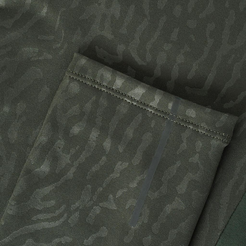 Lauftights lang Damen - Warm+ khaki mit Motiv 