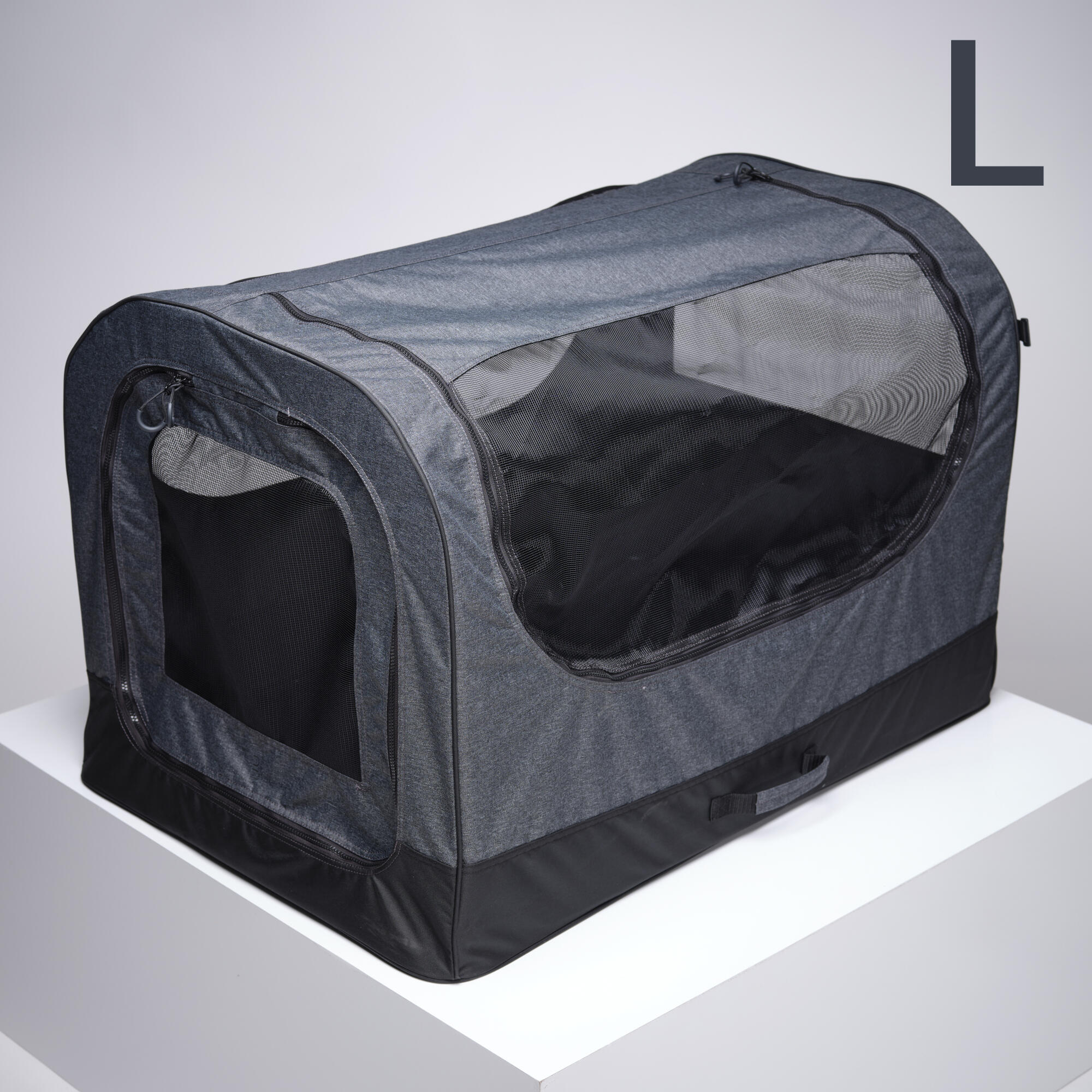 Fold-down transport crate for 1 dog grey - Decathlon