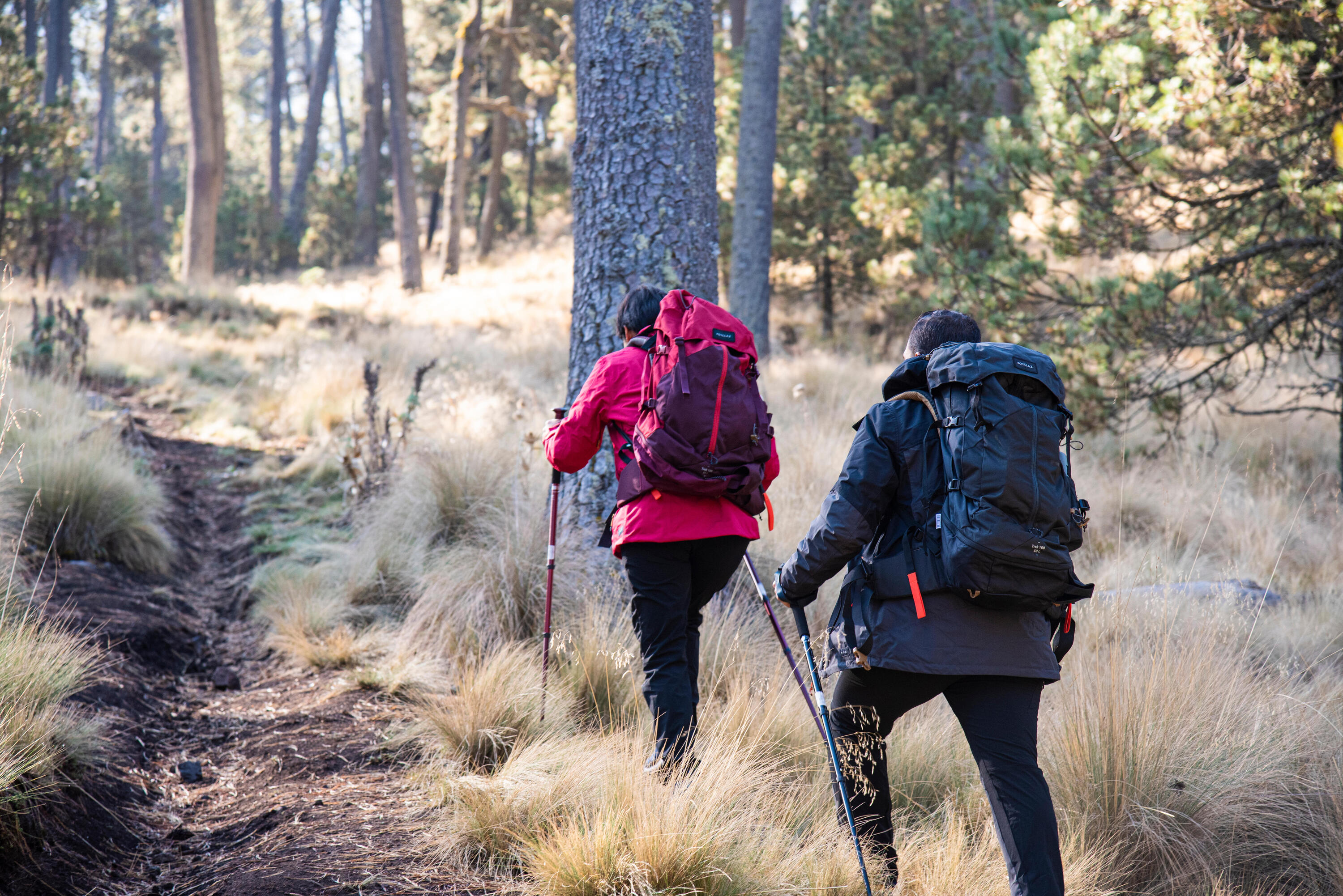 Mochila de montaña y trekking 50L Mujer Simond MT100 Easyfit. Funda impermeable 15/21