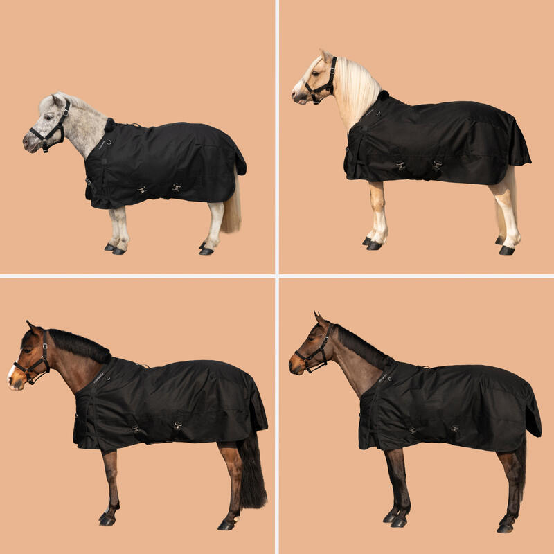 Waterdicht outdoordeken voor paard en pony Allweather 200 1000D zwart