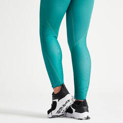 Women's shaping fitness cardio high-waisted leggings, teal