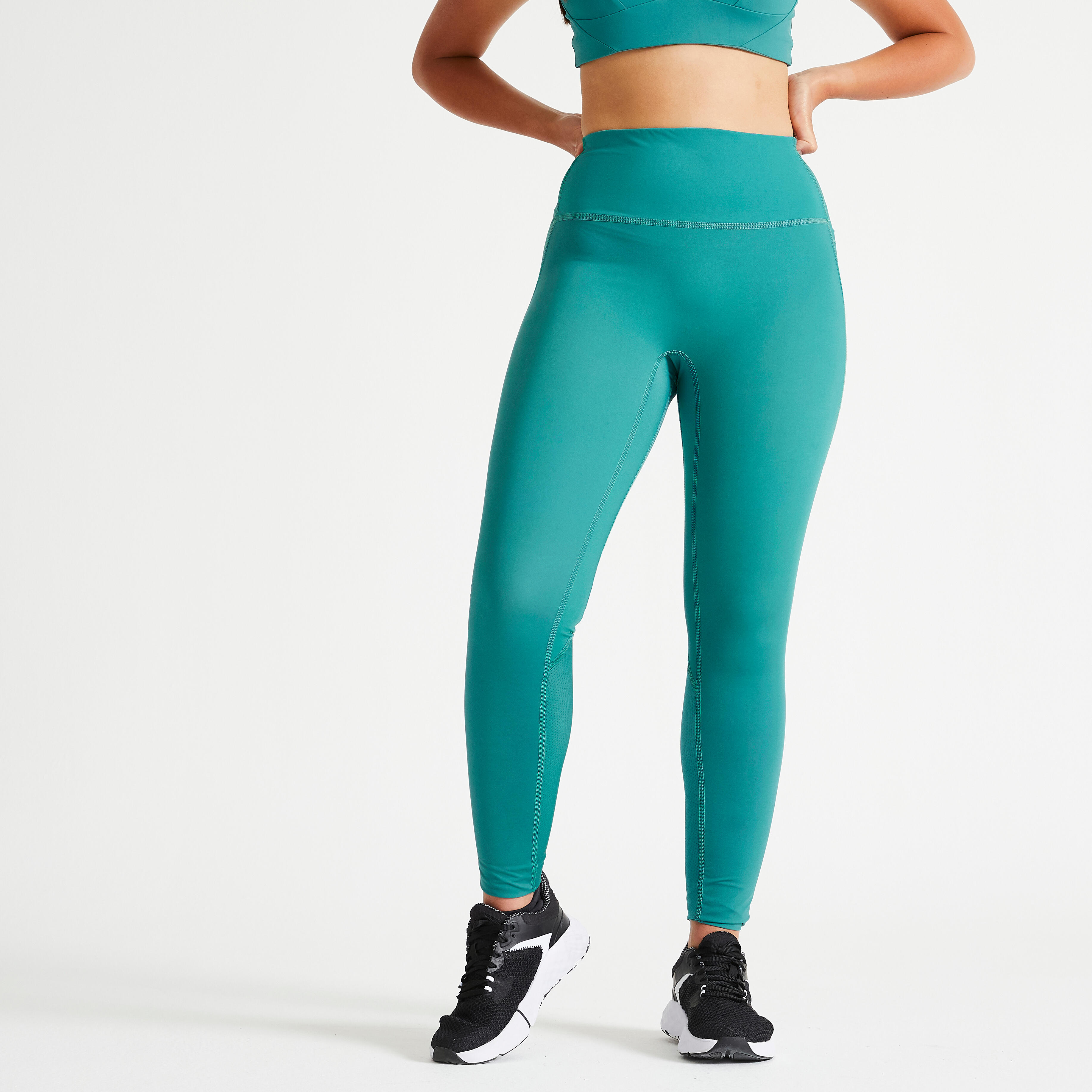 Women Gym Leggings Polyester High Waist FTI 500A Green