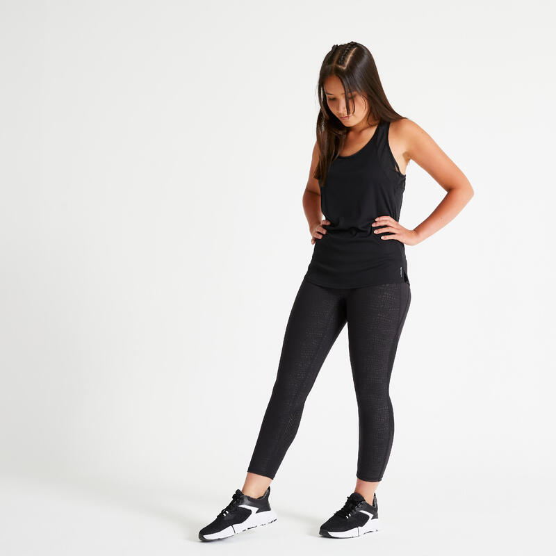 Női fitnesz 7/8-os leggings, magasított derekú, alakformáló - 500-as 