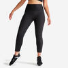 Modellerende legging voor cardiofitness dames hoge taille 7/8-lengte zwart