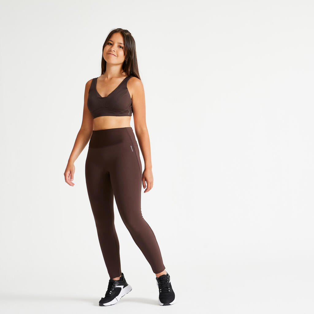 Sportleggings Damen mit hohem Taillenbund figurformend - bunt