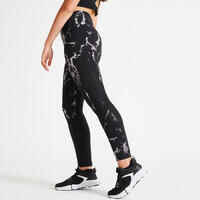 Women's shaping fitness cardio high-waisted leggings, black print