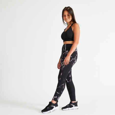 Women's shaping fitness cardio high-waisted leggings, black print