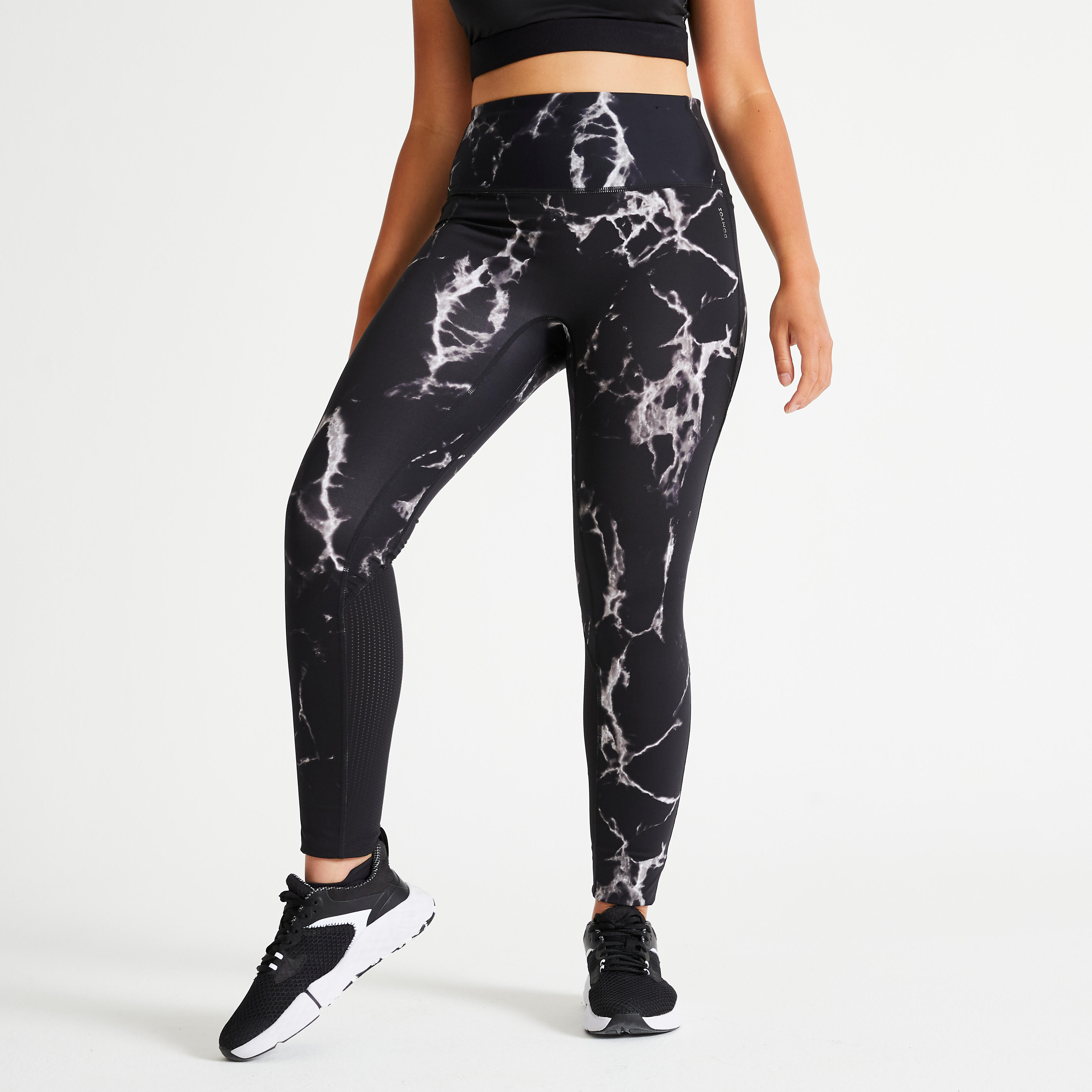 Tall Women's LTS ACTIVE Black Marble Print High Waisted Gym Leggings