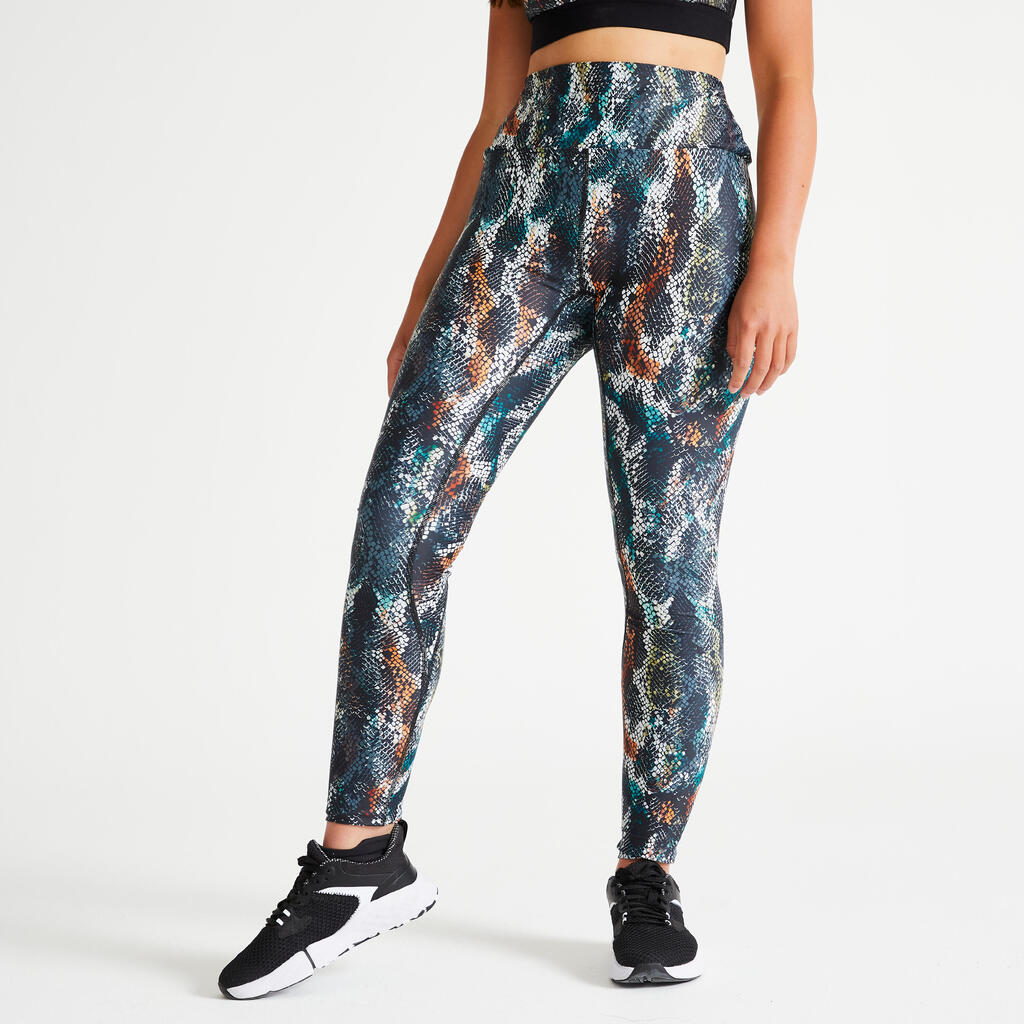 Leggings Fitness Dance Damen - schimmernd mit Grafikprint 
