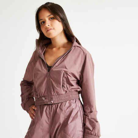 Chaqueta de fitness con capucha para  Mujer Domyos 500 café