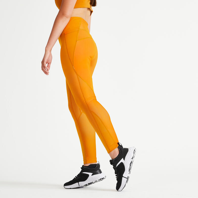 Corrigerende dameslegging voor cardiofitness hoge taille oker