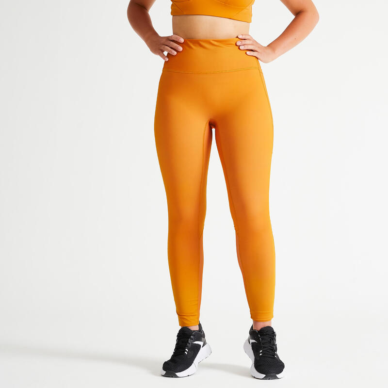 Fitness legging met hoge taille oker geel