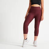 Women's Short Fitness Cardio Leggings with Phone Pocket - Burgundy