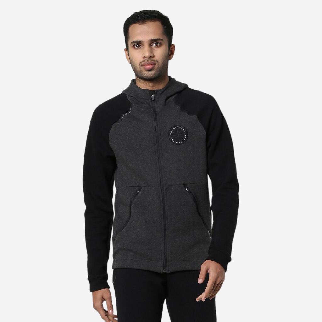 Men's Basketball Zipped Hoodie J500 - Dark Grey