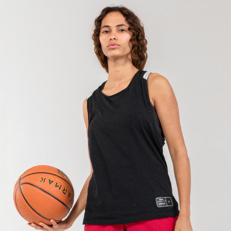 Women's Sleeveless Basketball Jersey T500 - Black