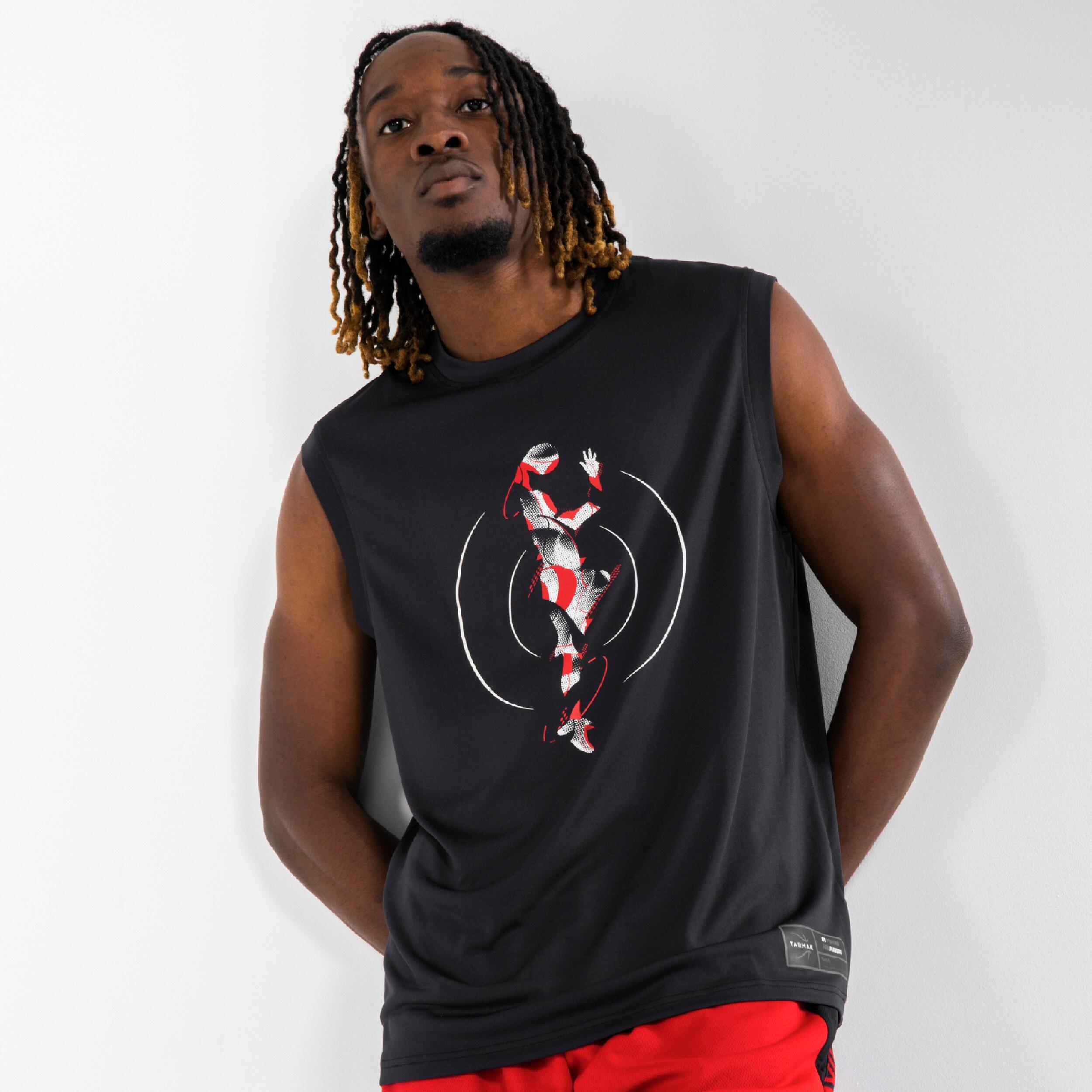 MAILLOT DE BASKETBALL SANS MANCHE HOMME/FEMME - TS500 NOIR