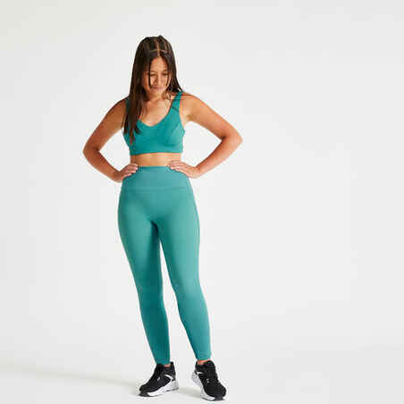 Sujetador top deportivo fitness sujeción moderada 540 Mujer Domyos verde