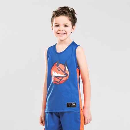 Majica bez rukava za košarku T500 dječja plavo-narančasta