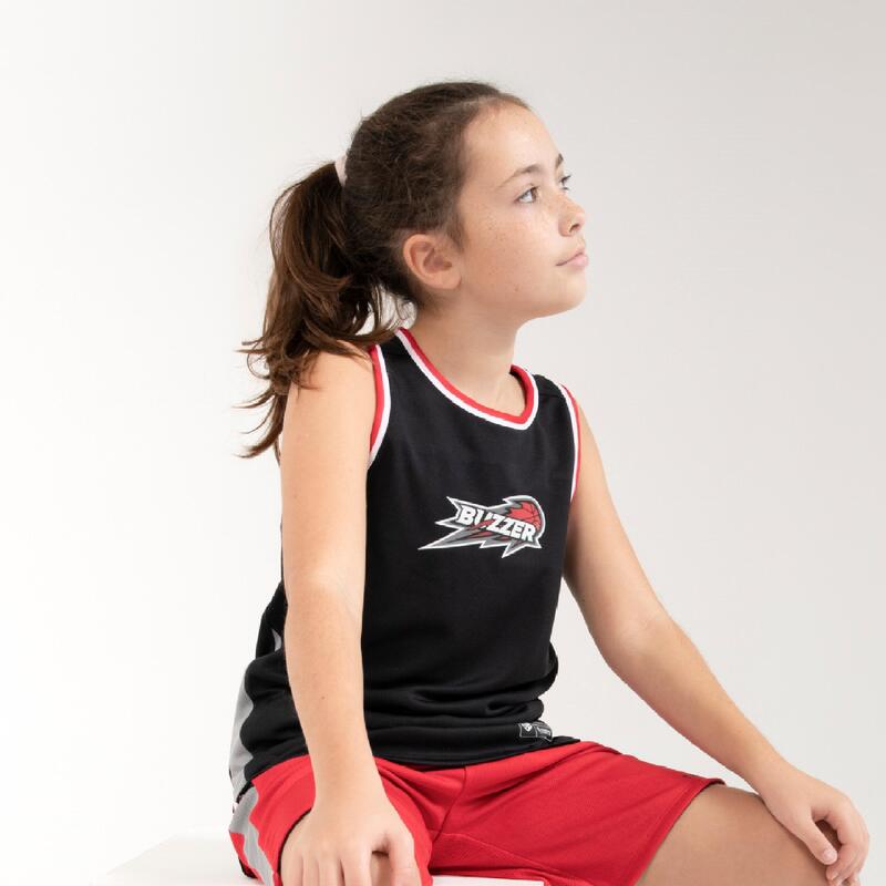 Çocuk Çift Taraflı Kolsuz Basketbol Forması - Siyah / Kırmızı - T500R