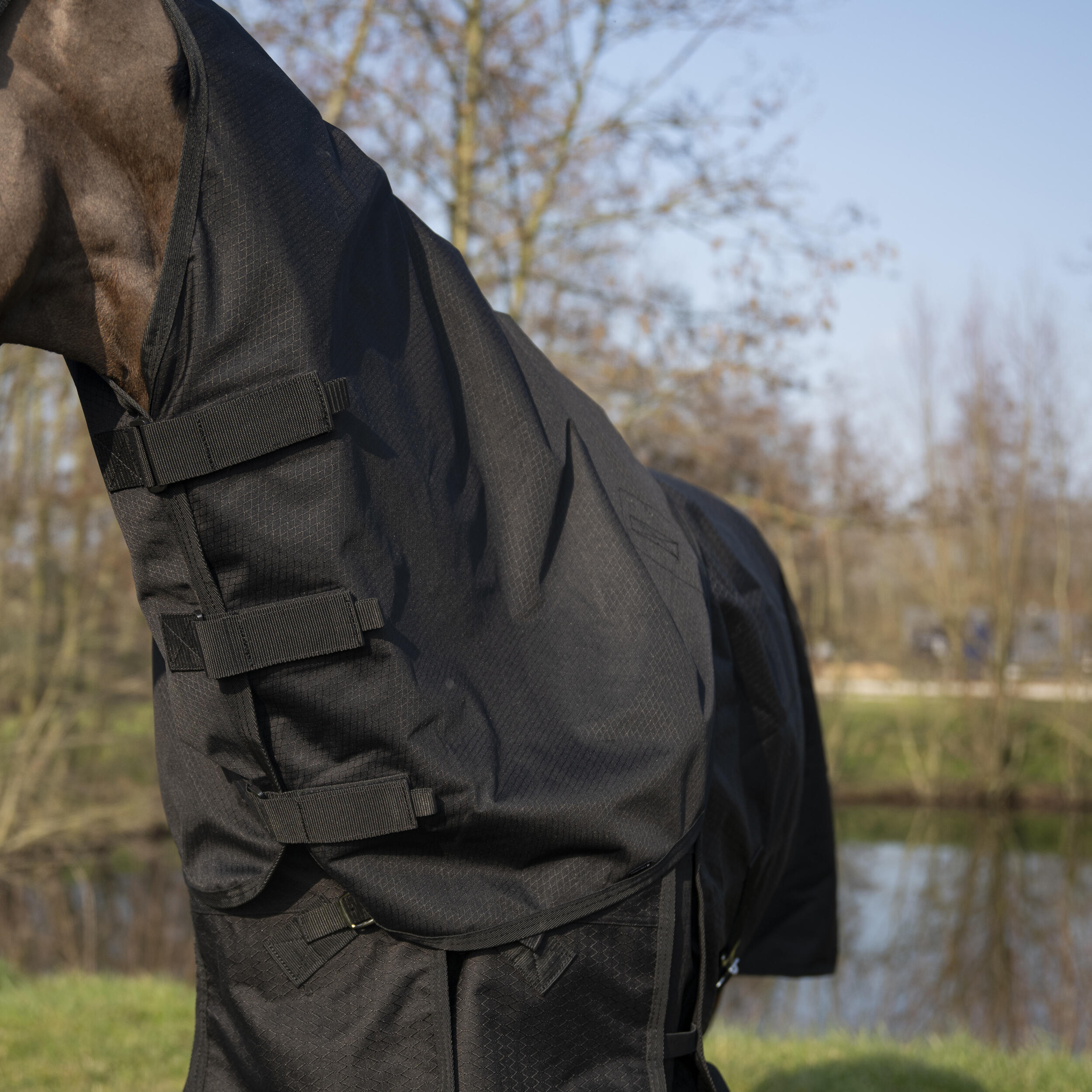 Horse Riding Waterproof Neck Cover Allweather Light - Black 4/7