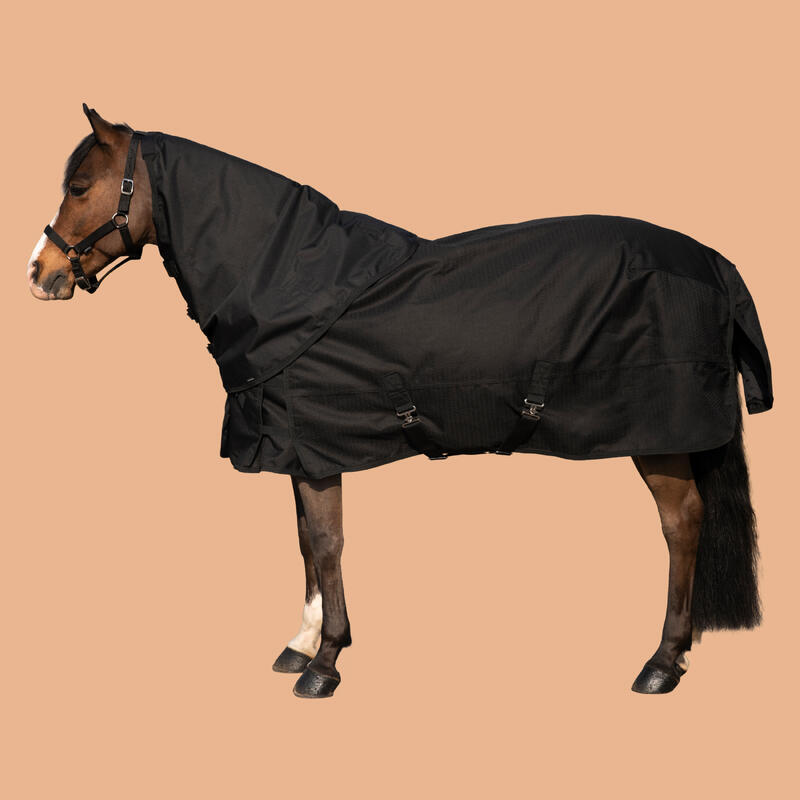 Couvre-cou équitation imperméable Cheval - Allweather light noir