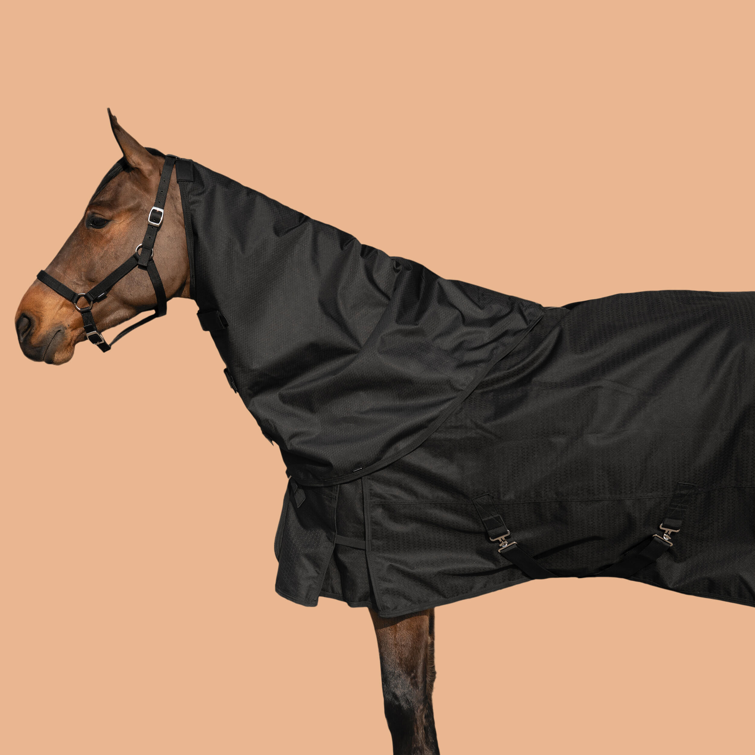 FOUGANZA Horse Riding Waterproof Neck Cover Allweather Light - Black