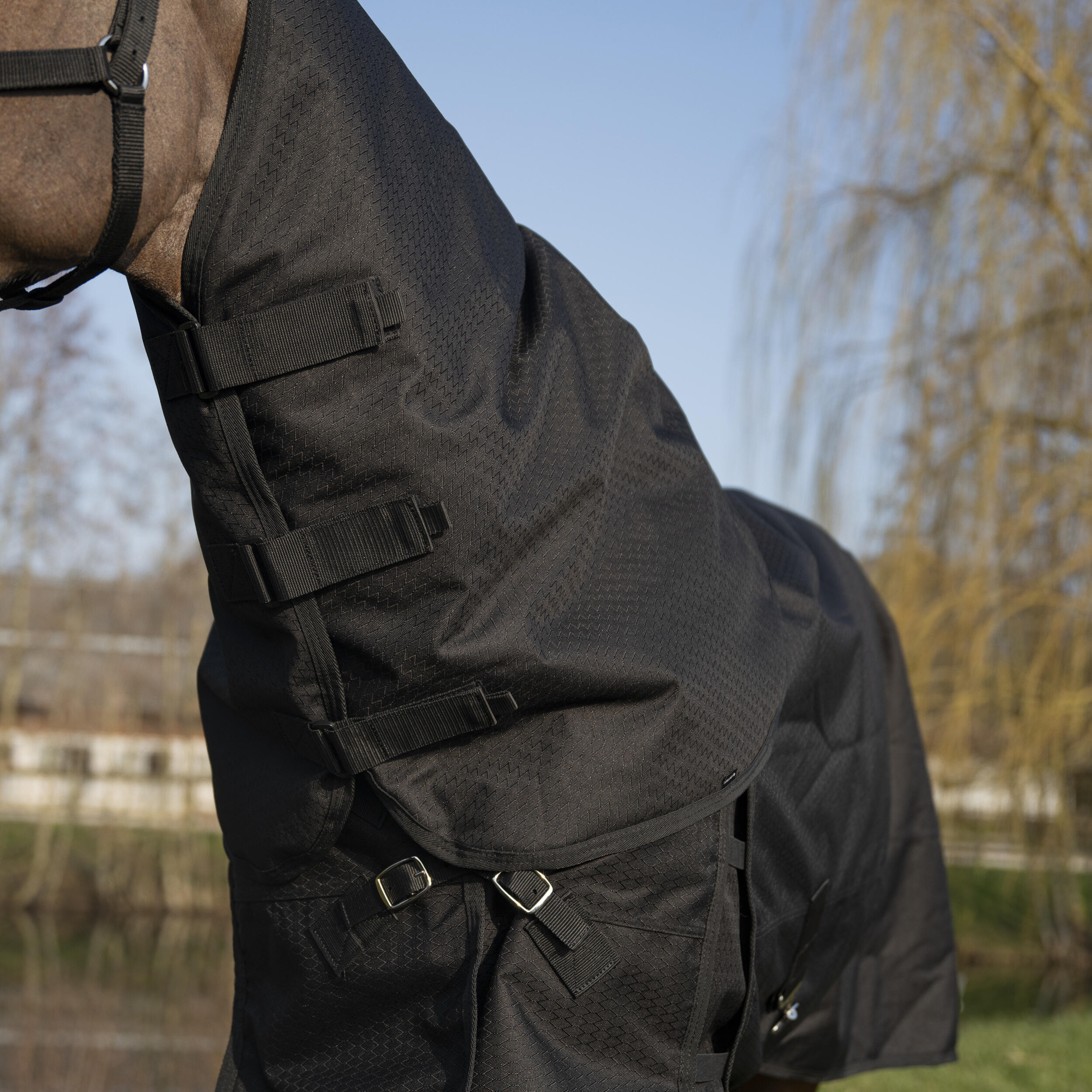 Couvre-cou équitation imperméable Cheval - Allweather 200 noir 4/7