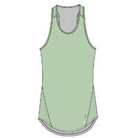 Majica bez rukava za fitnes 120 s okruglim izrezom duga ženska - zelena