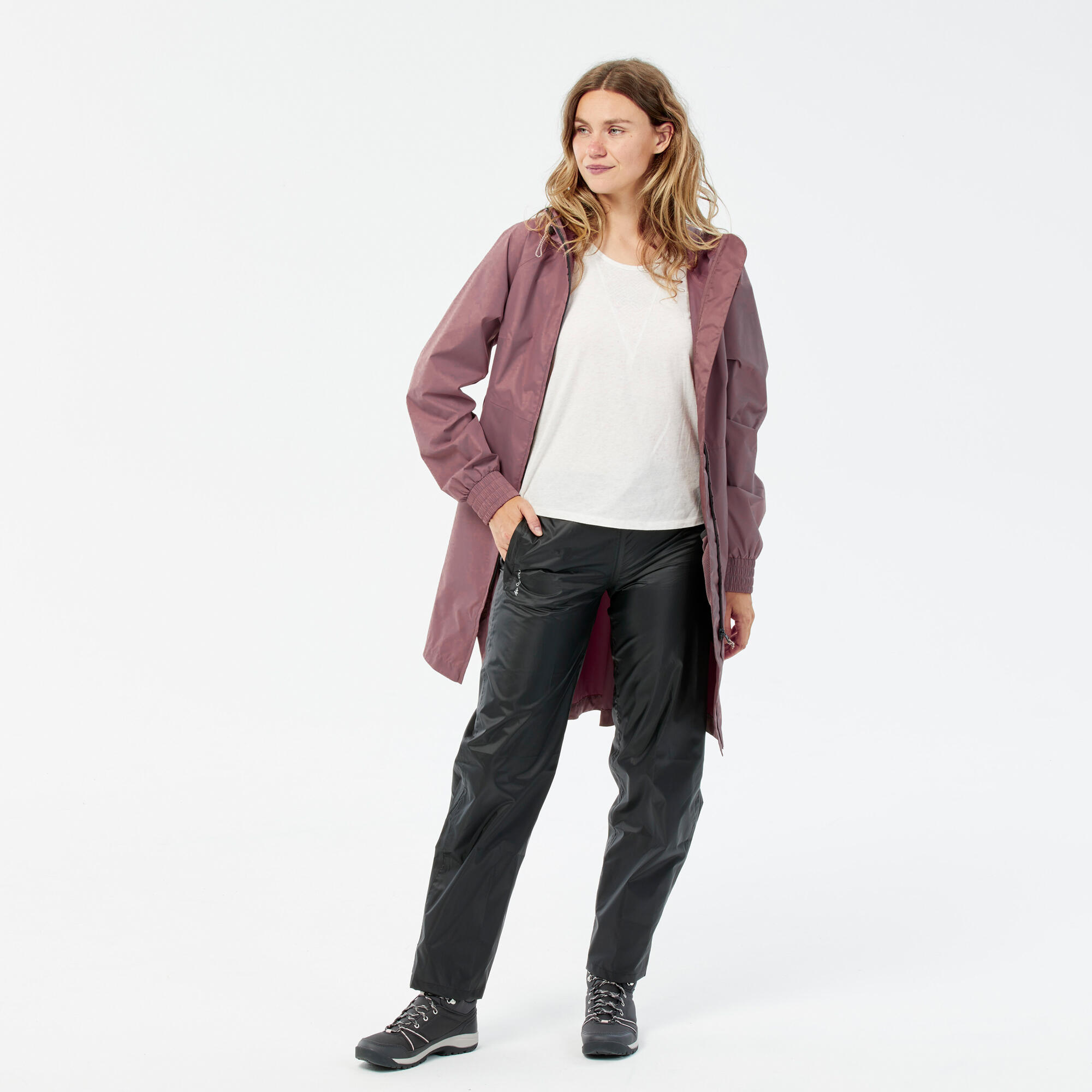 Pantalon de randonnée imperméable femme – Raincut noir - QUECHUA