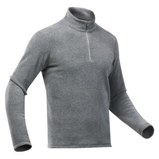 Men’s mountain hiking fleece jacket, MH100 Half Zip - Grey