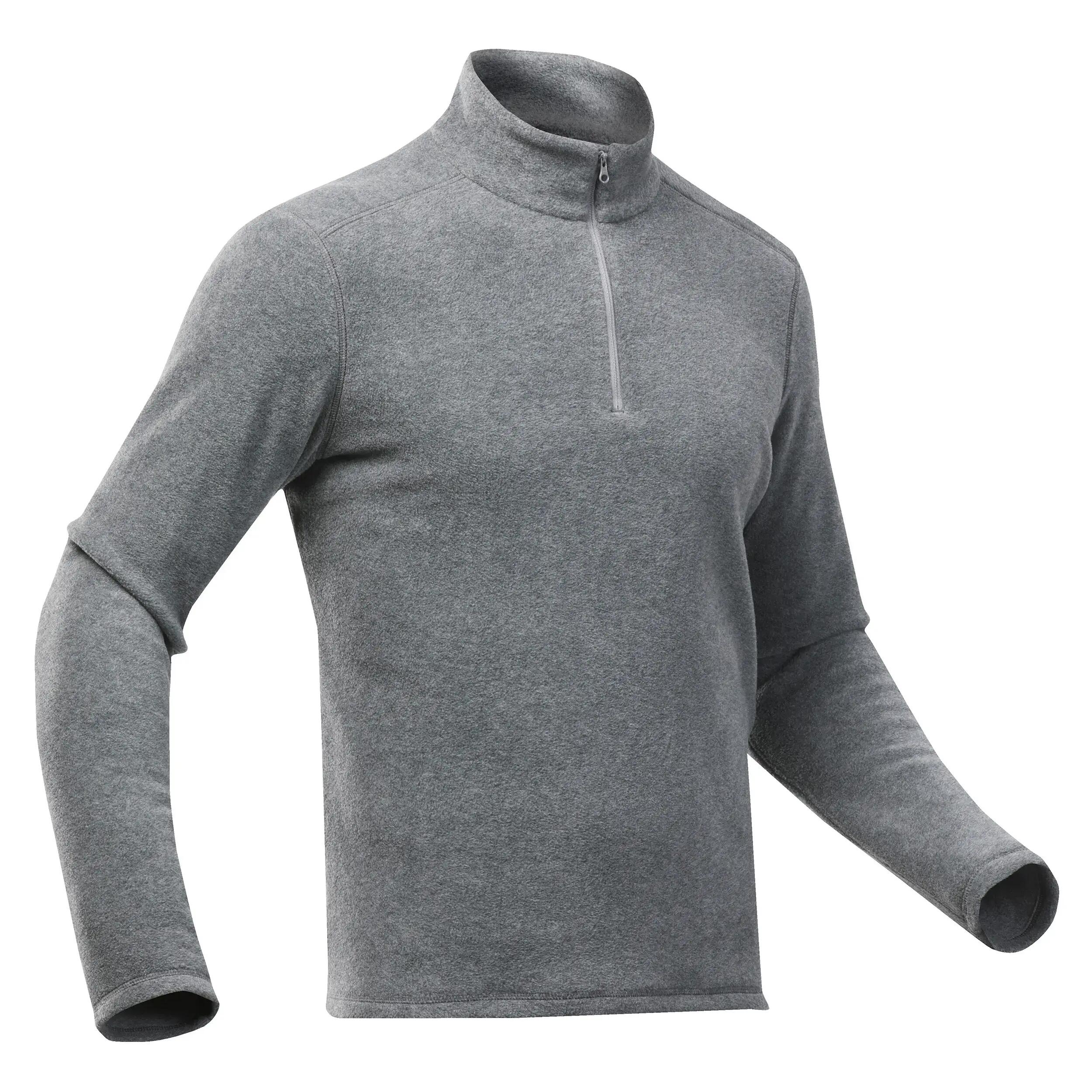 Men’s mountain hiking fleece jacket, MH100 Half Zip - Grey -  1