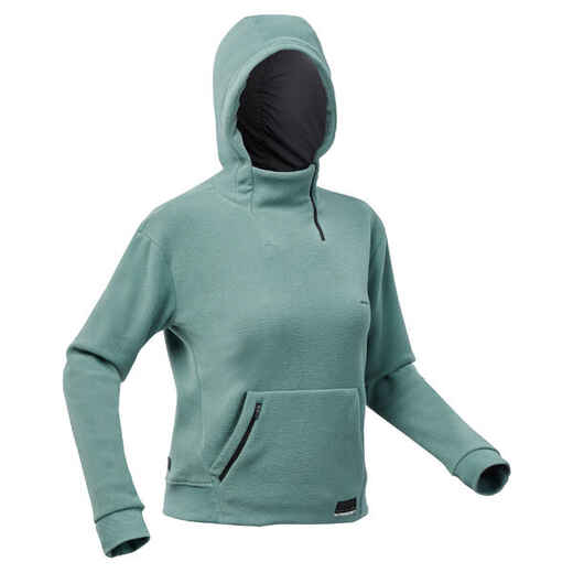 
      Fleecepullover Damen Wandern Hoodie - MH100 grün
  