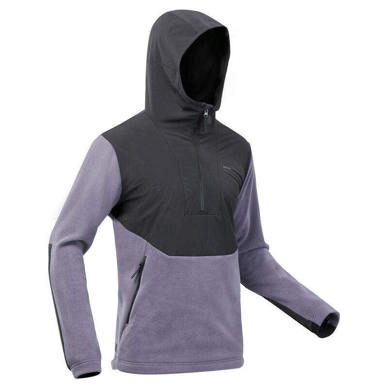 Fleece trui heren - warme fleece sweater met capuchon - MH500 - paars/grijs