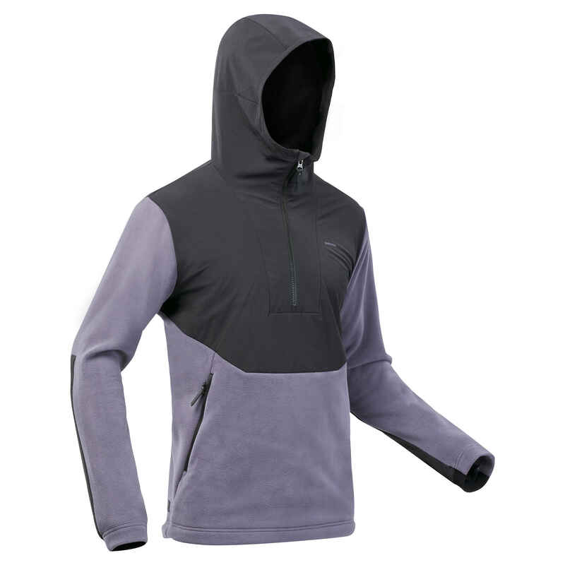Fleecepullover Bergwandern MH500 Hoodie warm Herren violett 