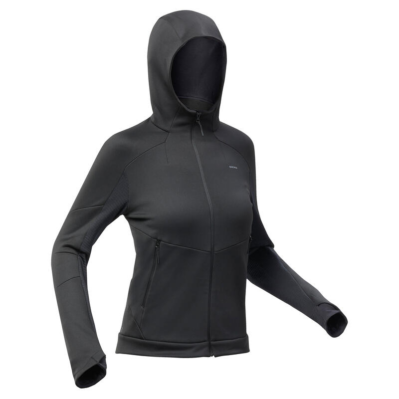 Fleecejacke Damen Kapuze Bergwandern - MH520 Hood schwarz