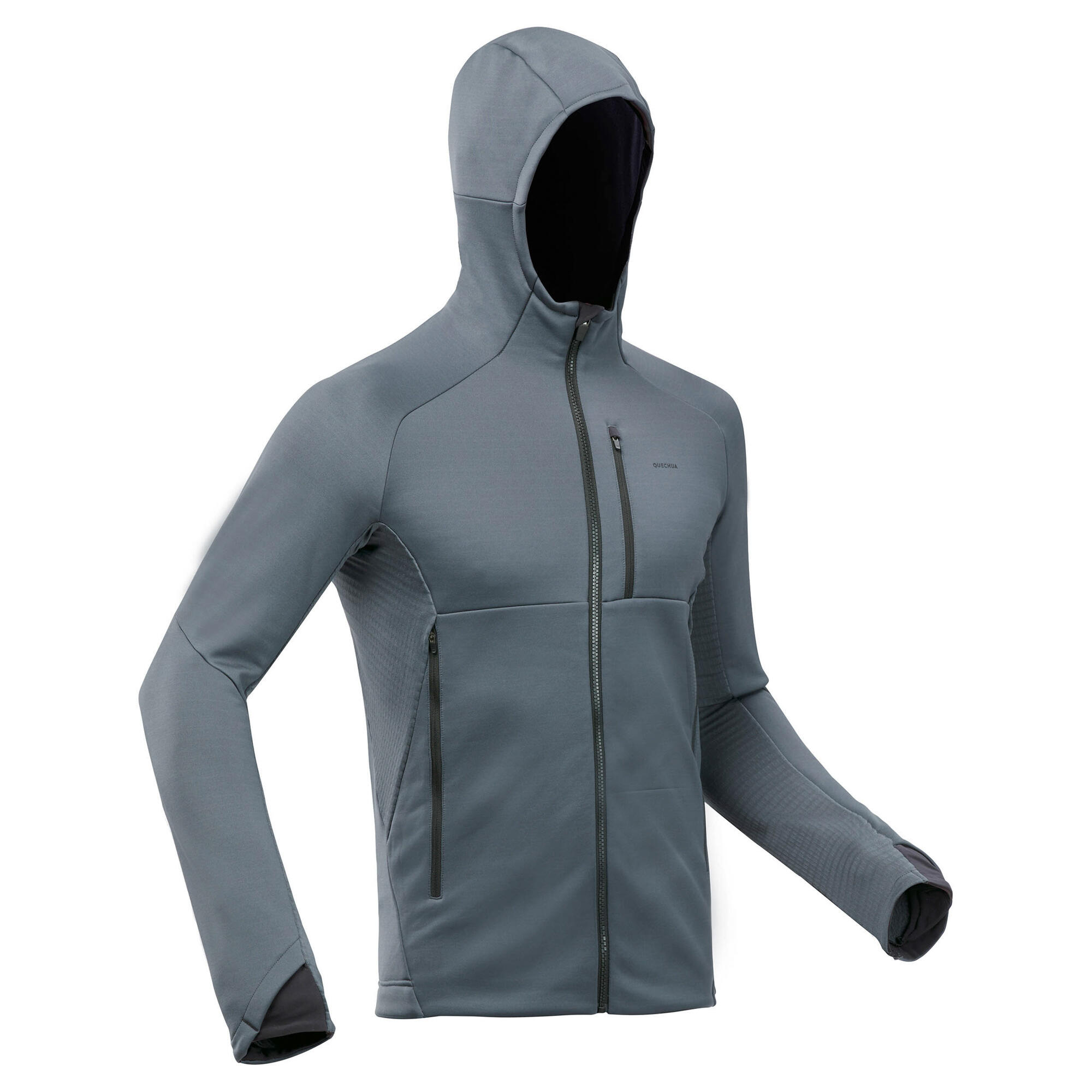 QUECHUA Pánska turistická fleecová mikina MH520 Hood modrá 3XL