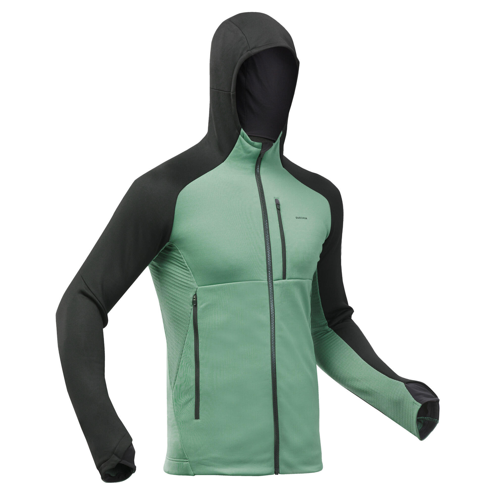 Fleecejacke Herren mit Kapuze Wandern - MH500 Hood grün 2/19