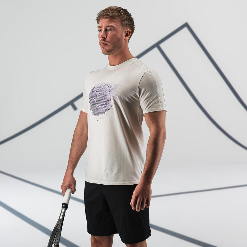 Camiseta de tenis manga corta hombre Artengo TTS Soft blanco lila Gaël Monfils
