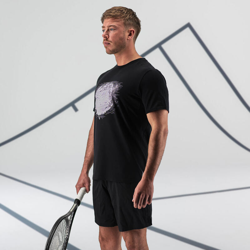 T-Shirt de Tennis homme - TTS Soft Balle Noir Lilas Gaël Monfils