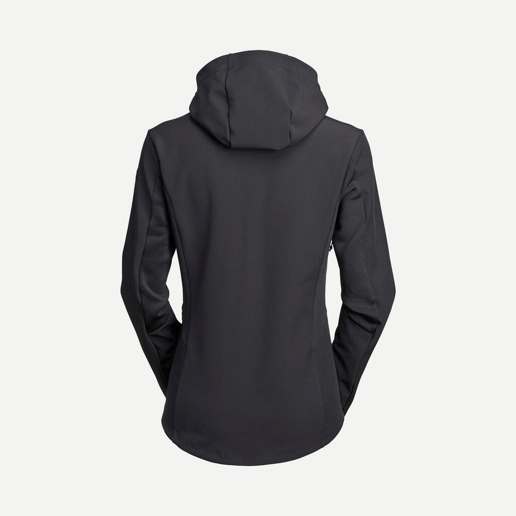 Sieviešu softshell kalnu pārgājienu jaka pret vēju “Trek 500 Windwarm”, tirkīza