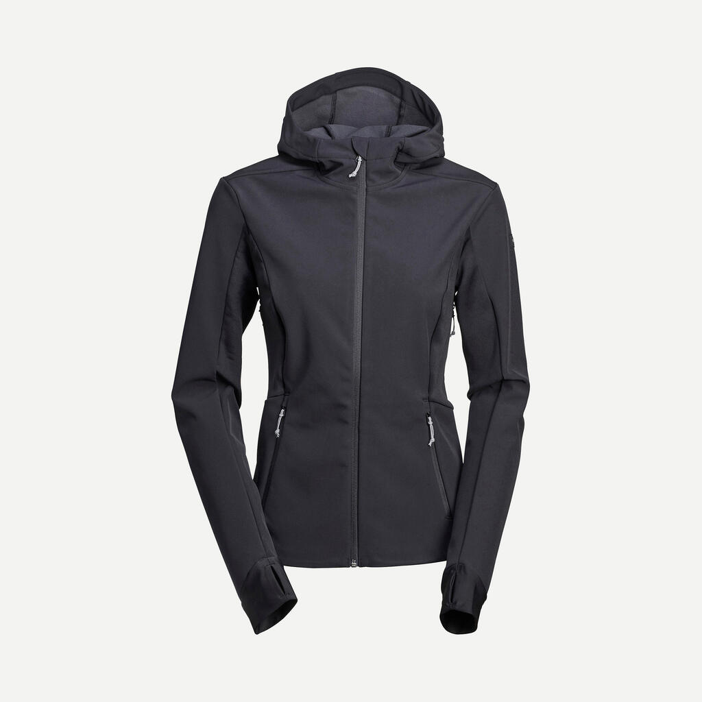 Sieviešu kalnu trekinga, silta vēju aizturoša softshell jaka “trek 500 windwarm”