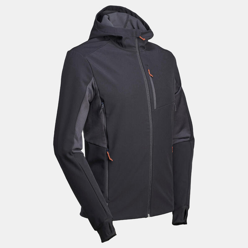 Férfi softshell kabát túrázáshoz MT500 WINDWARM, fekete