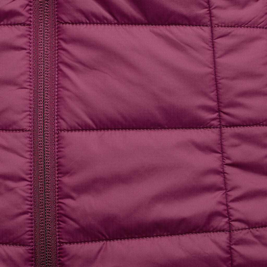 Women’s synthetic sleeveless trekking padded jacket MT100 - Purple