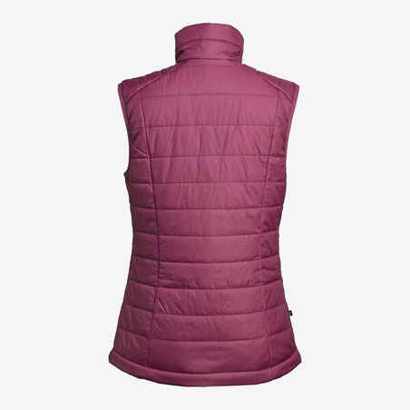 Women’s synthetic sleeveless trekking padded jacket MT100 - Purple