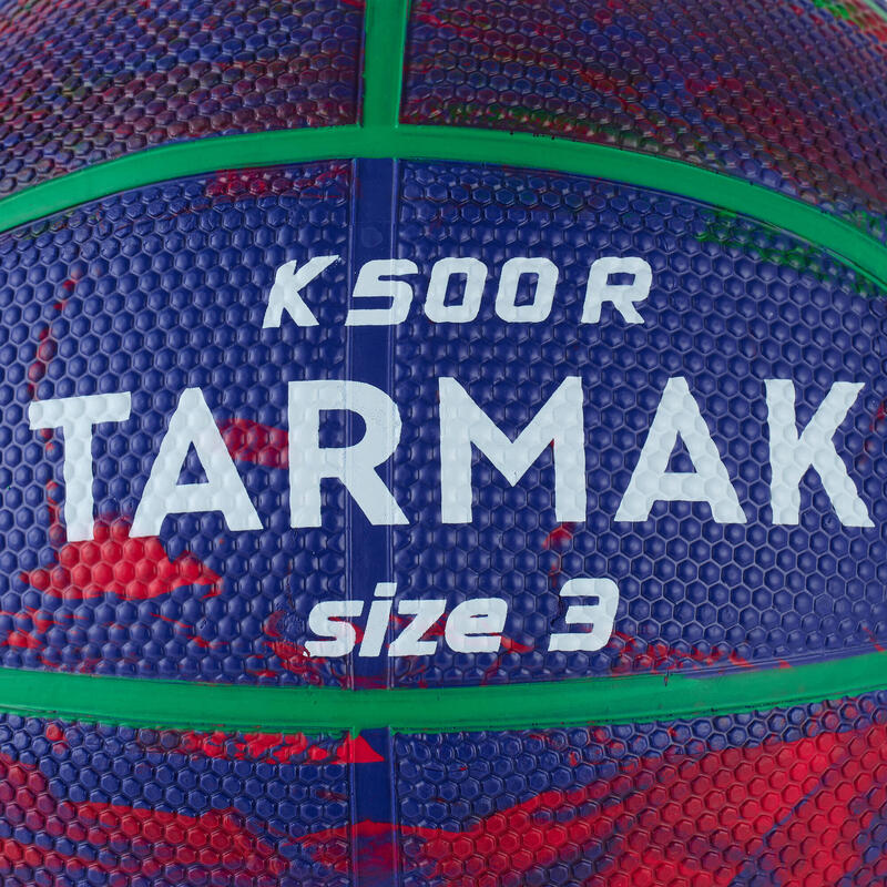 Basketbal voor kinderen K500 rubber maat 3 blauw rood