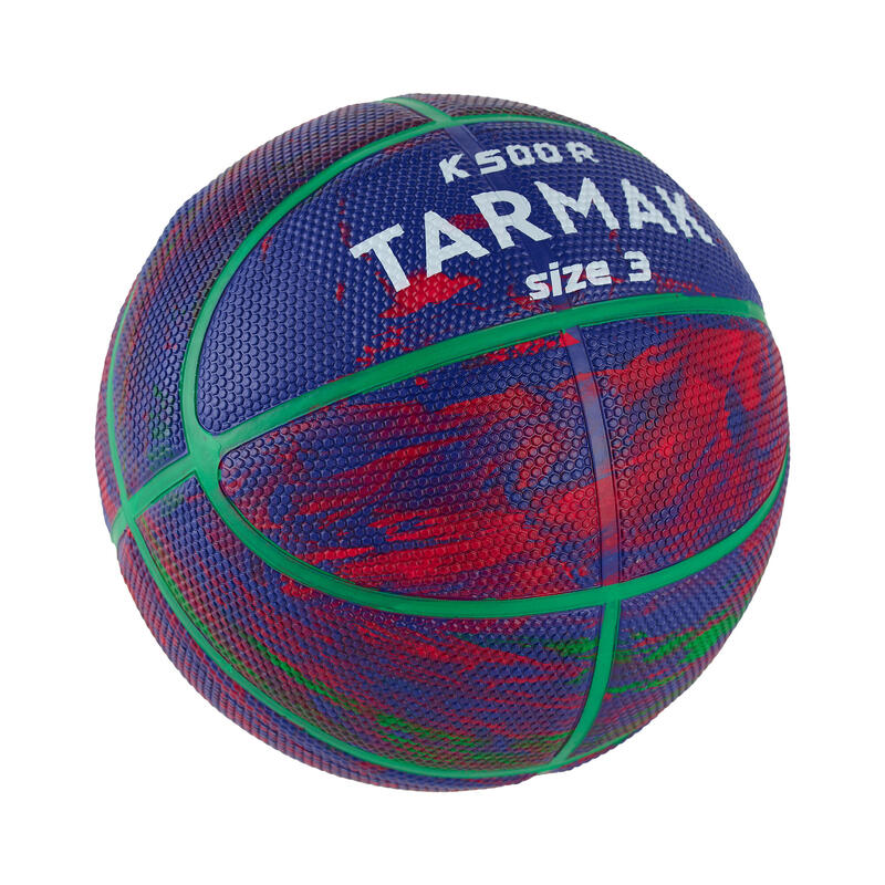 Ballon de basketball taille 3 Enfant - K500 Rubber bleu rouge